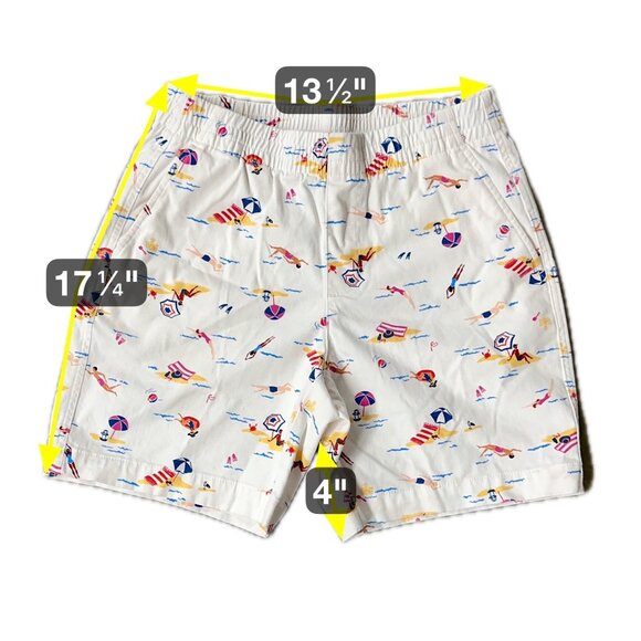 Womens White Shorts Lands End Mid Rise Swim Novelty Summer Pull On Elastic Sz 4 - Picture 8 of 8